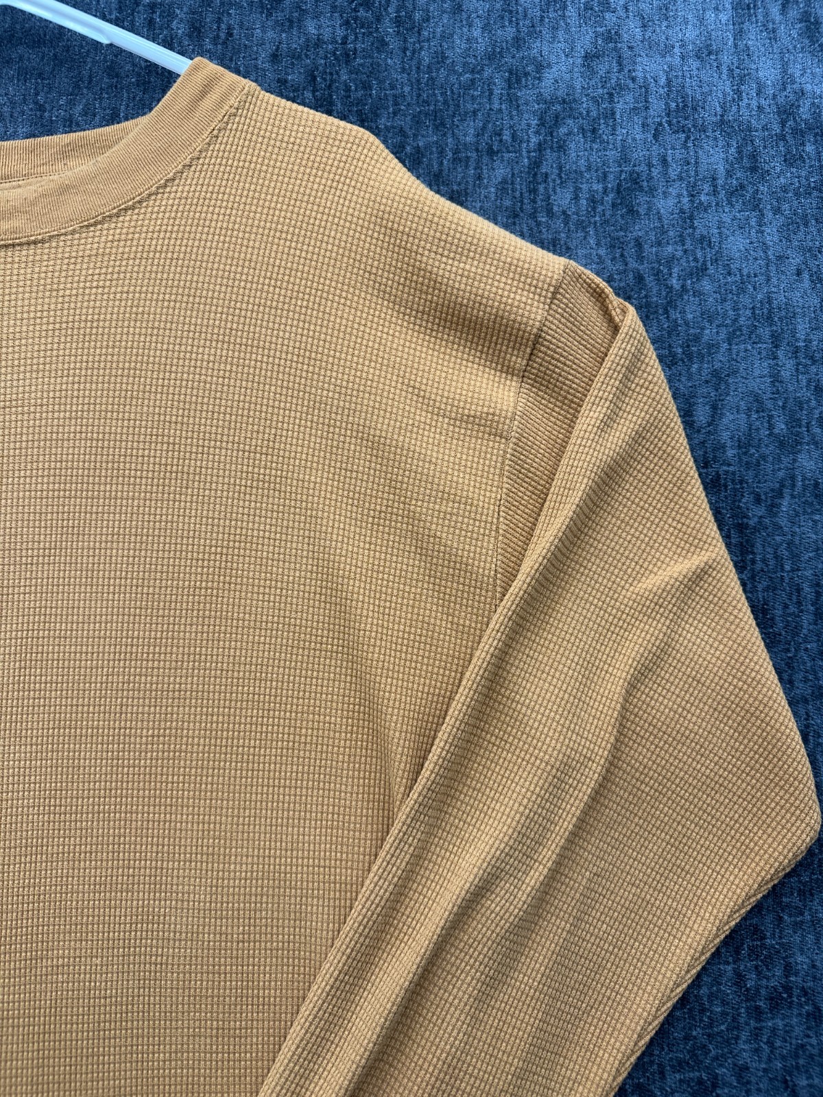 R+L Luxury Thermal Shirt Mens XL Beige Heavyweight Waffle Knit Ribbed Cuffs gallery