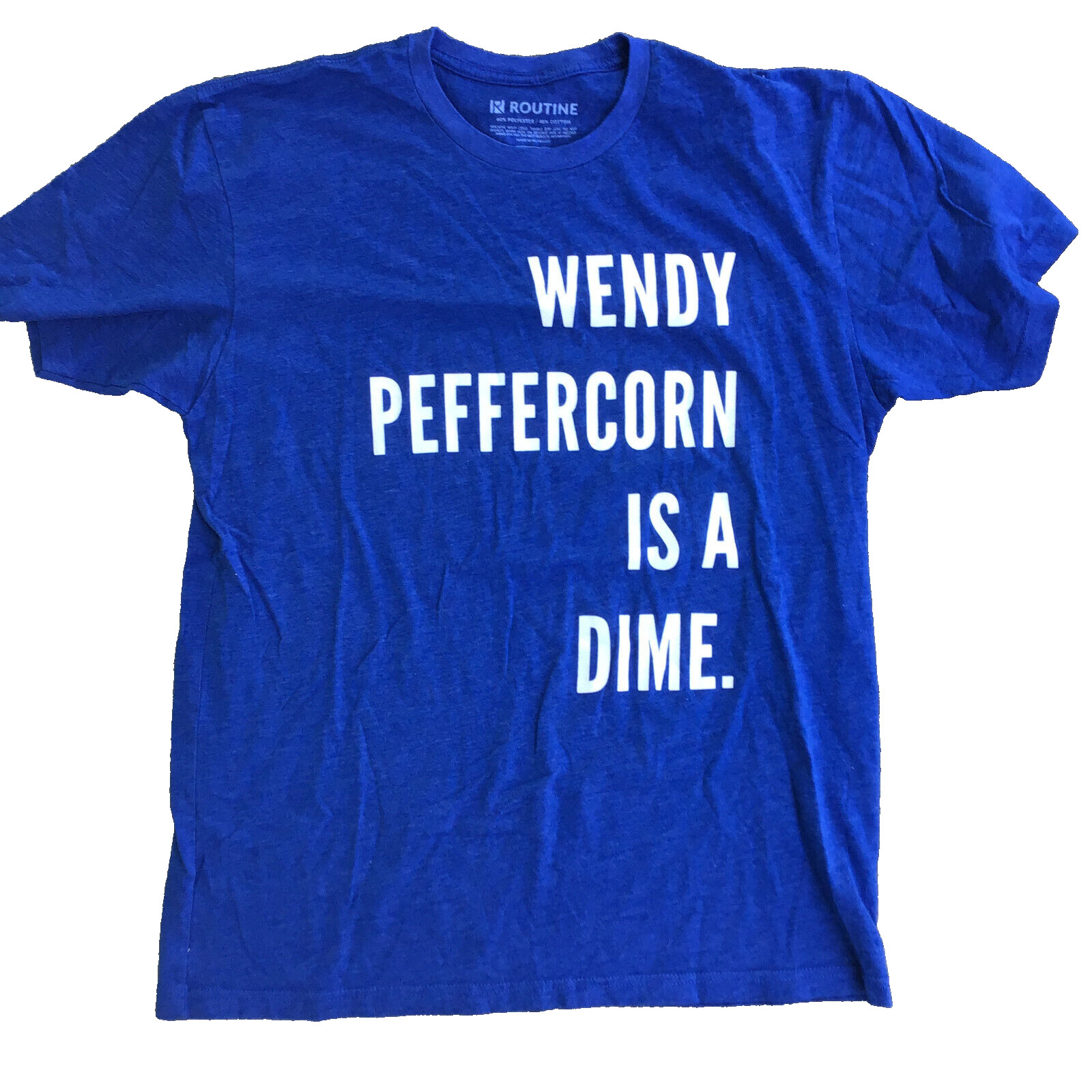 Routine Men Large Short Sleeve Shirt Blue Wendy Peffercorn Is A Dime Baseball gallery