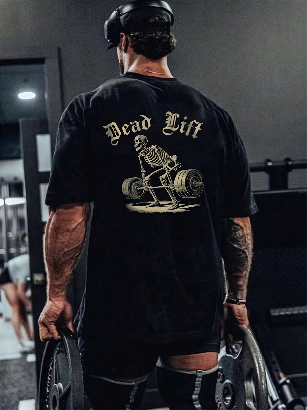 Men's Dead Lift Skeleton Graphic T-Shirt Funny Gym Workout Tee gallery