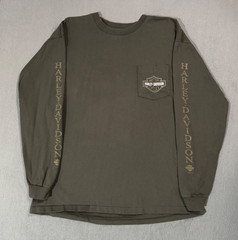 Harley Davidson Louisiana Motorcycle Vtg 3D Eagle Biker Long Sleeve T Shirt XL
