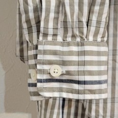 PHIGVEL Stand Collar Long Shirt Striped Gray/White Size 2 Japan Made