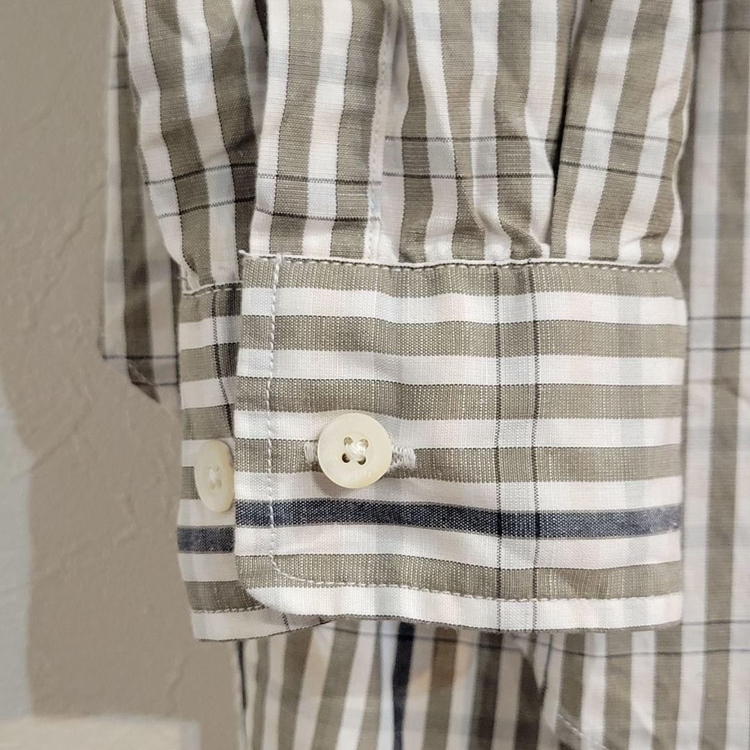 PHIGVEL Stand Collar Long Shirt Striped Gray/White Size 2 Japan Made gallery