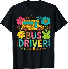 Cute Bus Driver Back To School Black T-Shirt