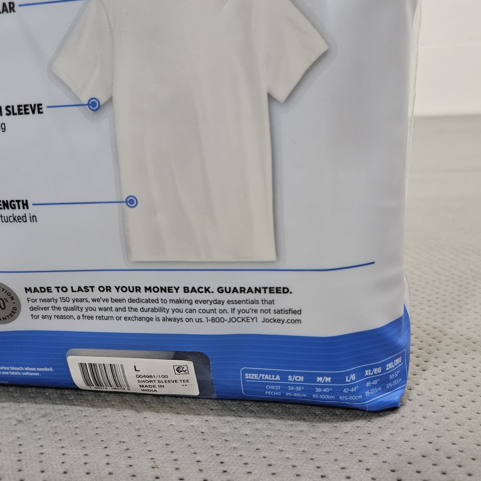NWT Jockey Essentials Men’s Cotton Crewneck T Shirts 3-Pack White Size L gallery