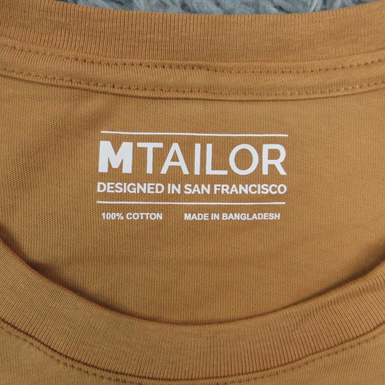 MTAILOR Shirt Mens Large Brown 100% Cotton Long Sleeve Crewneck Solid Tee NWOT gallery