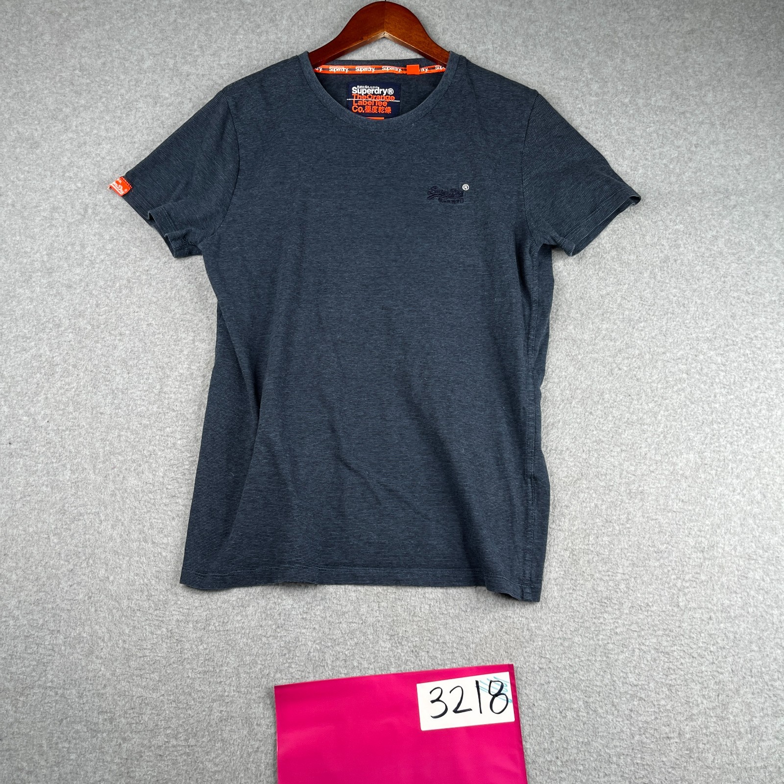 Superdry T Shirt Large Blue Striped Casual Crew Neck Embroidered Logo gallery