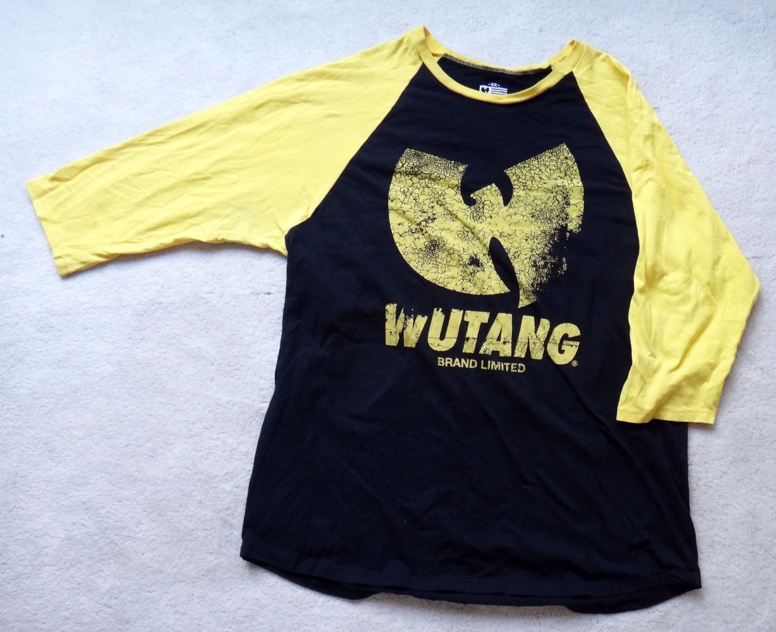 WUTANG brand limited baseball tee 3x black yellow RARE clan shaolin enter the cd gallery