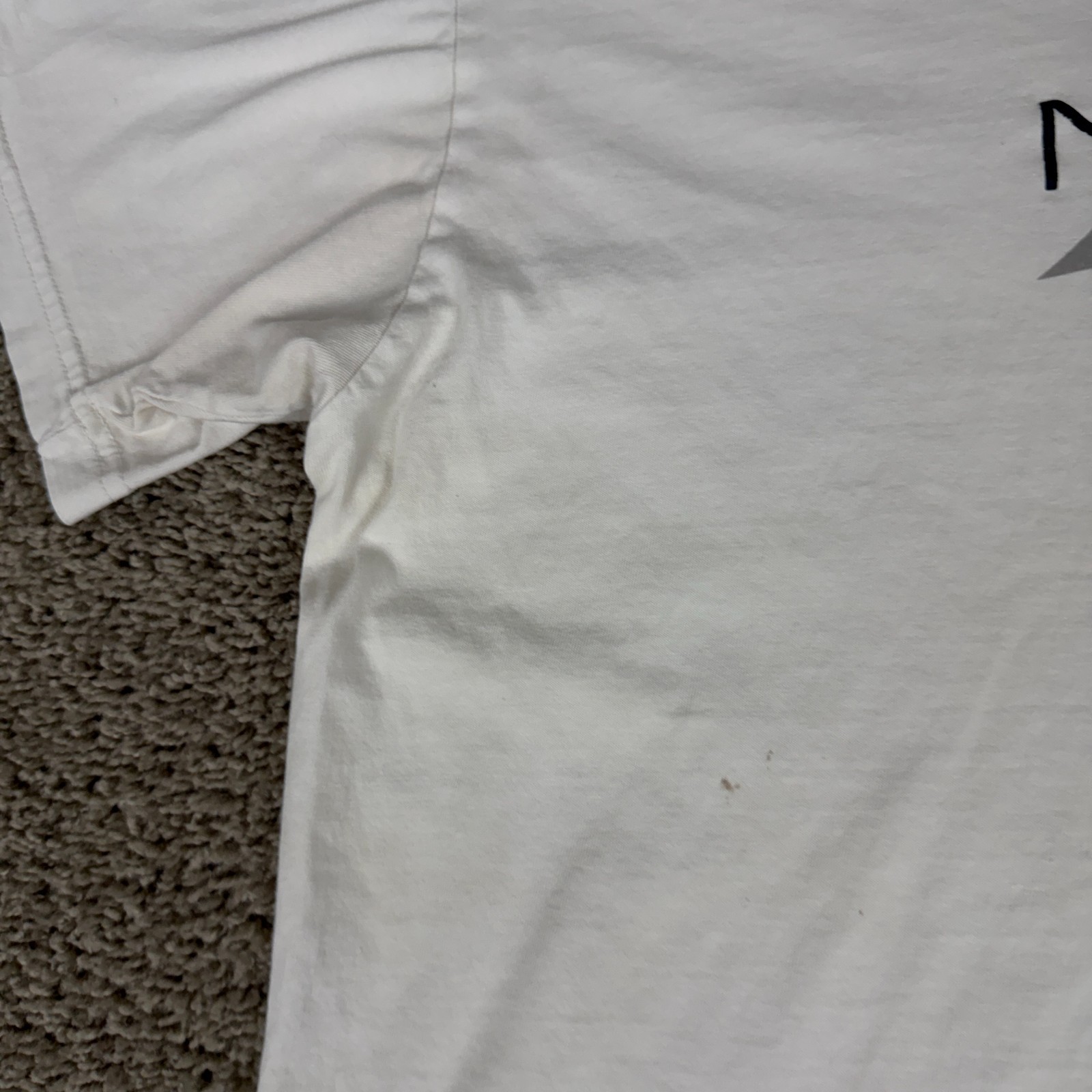 Nautica Shirt Mens Large White Blue Spell Out Logo Short Sleeve Cotton READ gallery