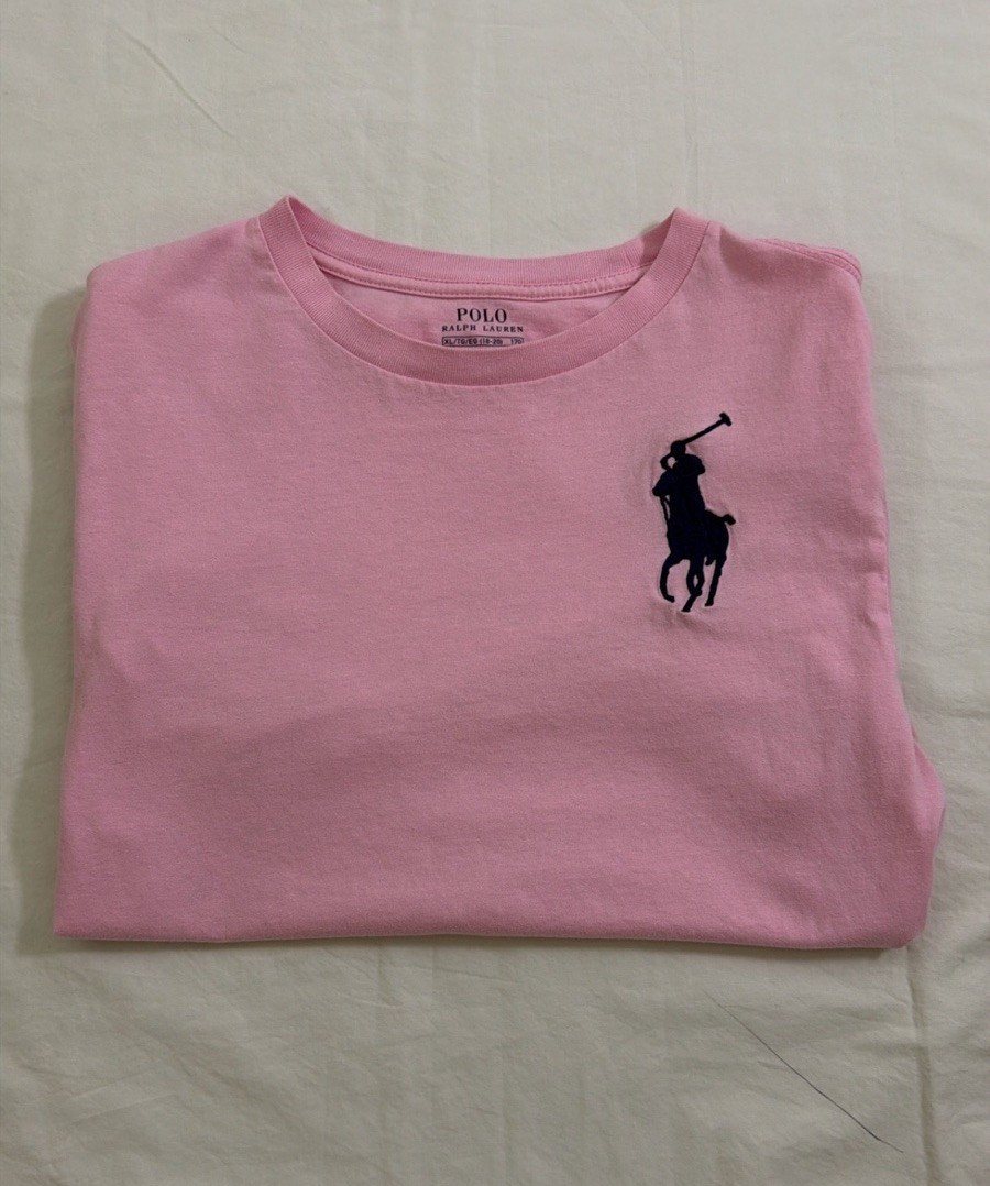 Polo Ralph Lauren Mens Pink Big Pony Crewneck T-Shirt Short Sleeve #3 XL 18-20 gallery