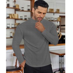 Men’s Mock Turtleneck T-Shirt Long Sleeve Warm Pullover Basic Undershirt Tops