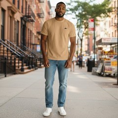 Nike Sportswear Premium Essentials Men’s T-Shirt, Large, Tan, Embroidered, NWT
