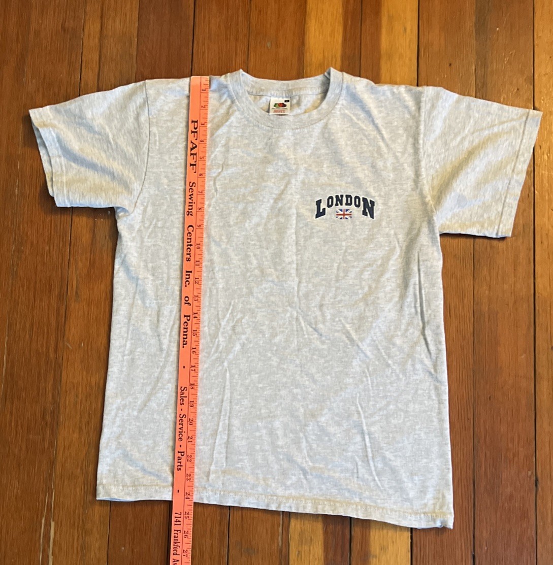 London Union Jack T-shirt gray medium fruit of the loom heavy cotton gallery