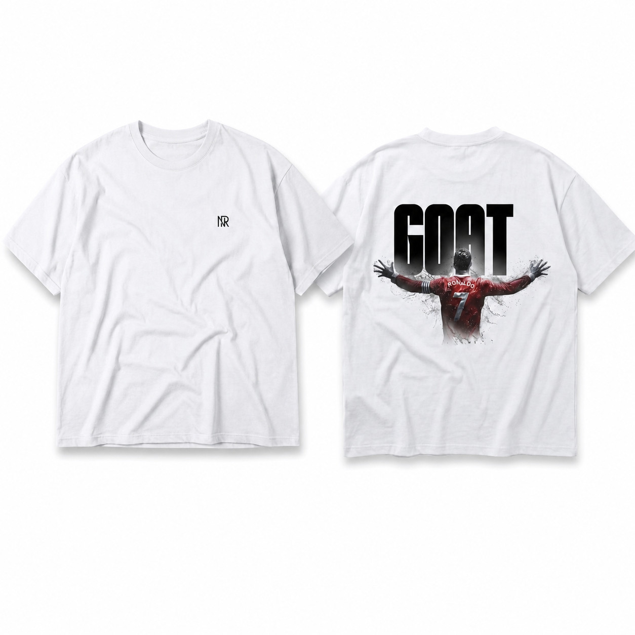 NOVRIK Goat Ronaldo 7 Graphic T-Shirt White Cotton Tee Front & Back Print Unisex gallery