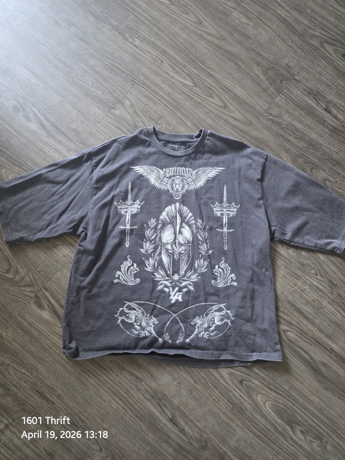 YoungLA 4184 Royal Knight Tee Grey Size Large gallery