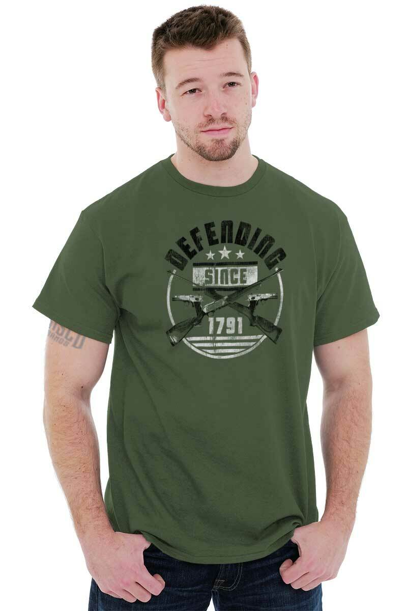 Patriotic Pro Guns Defending 2nd Amendment Womens or Mens Crewneck T Shirt Tee gallery