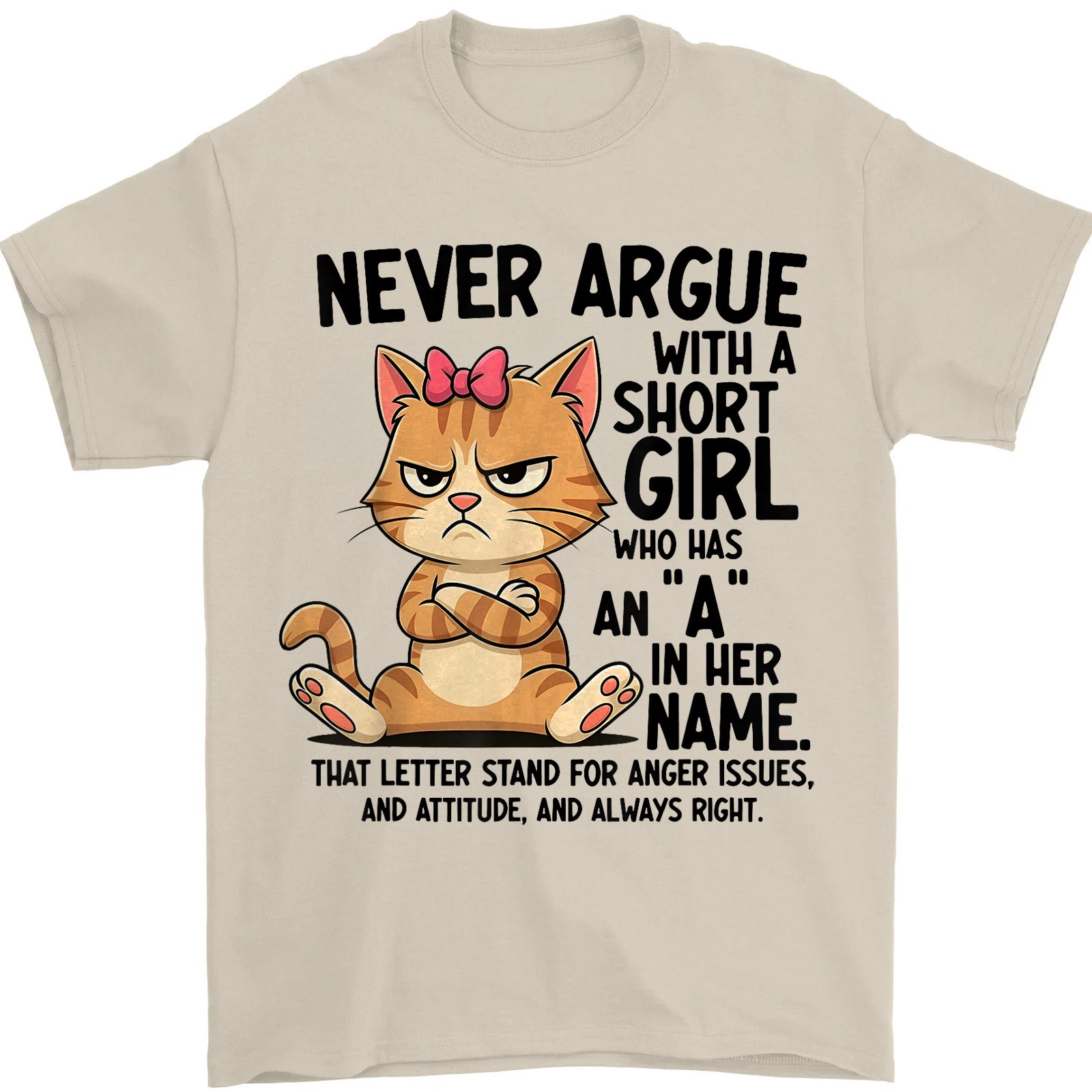 Short Girl With An A Funny Cat Attitude T-Shirt gallery