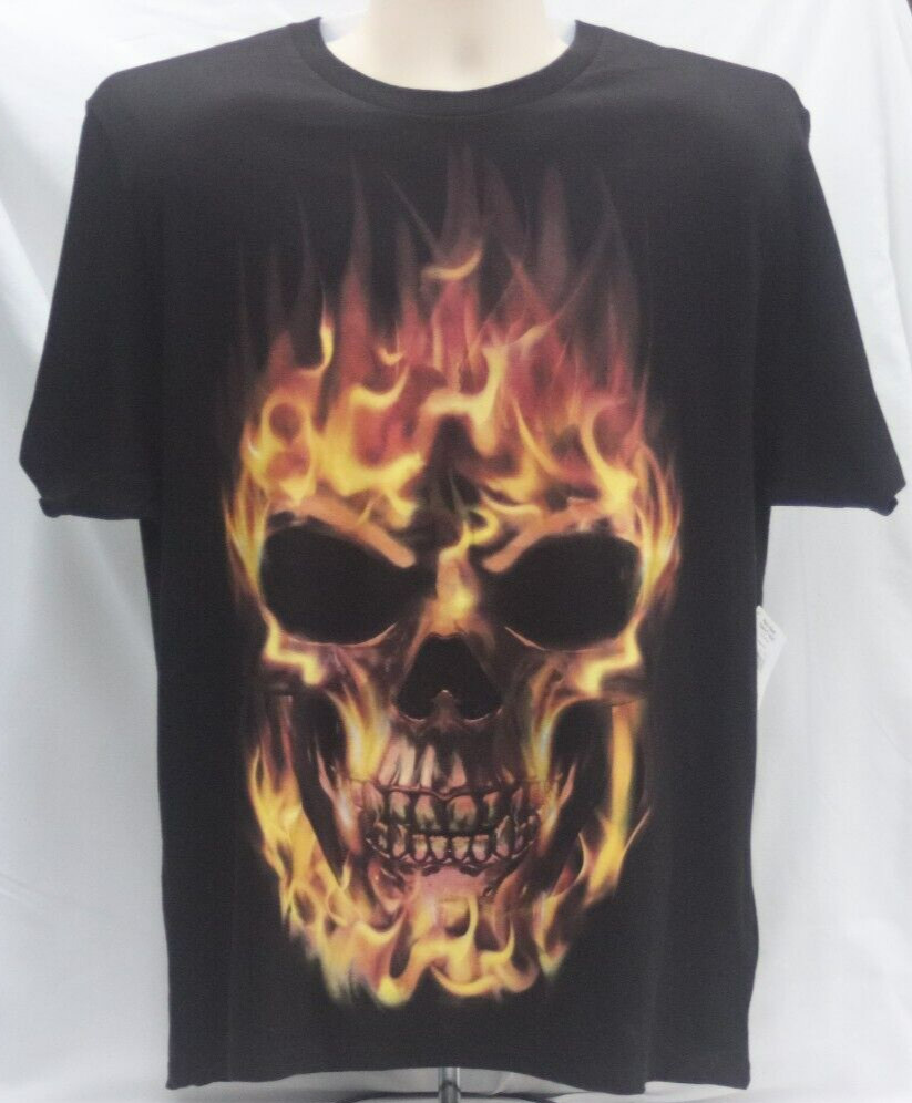 Way to Celebrate Halloween Mens Flaming Skull Graphic TShirt Black Sizes Vary gallery