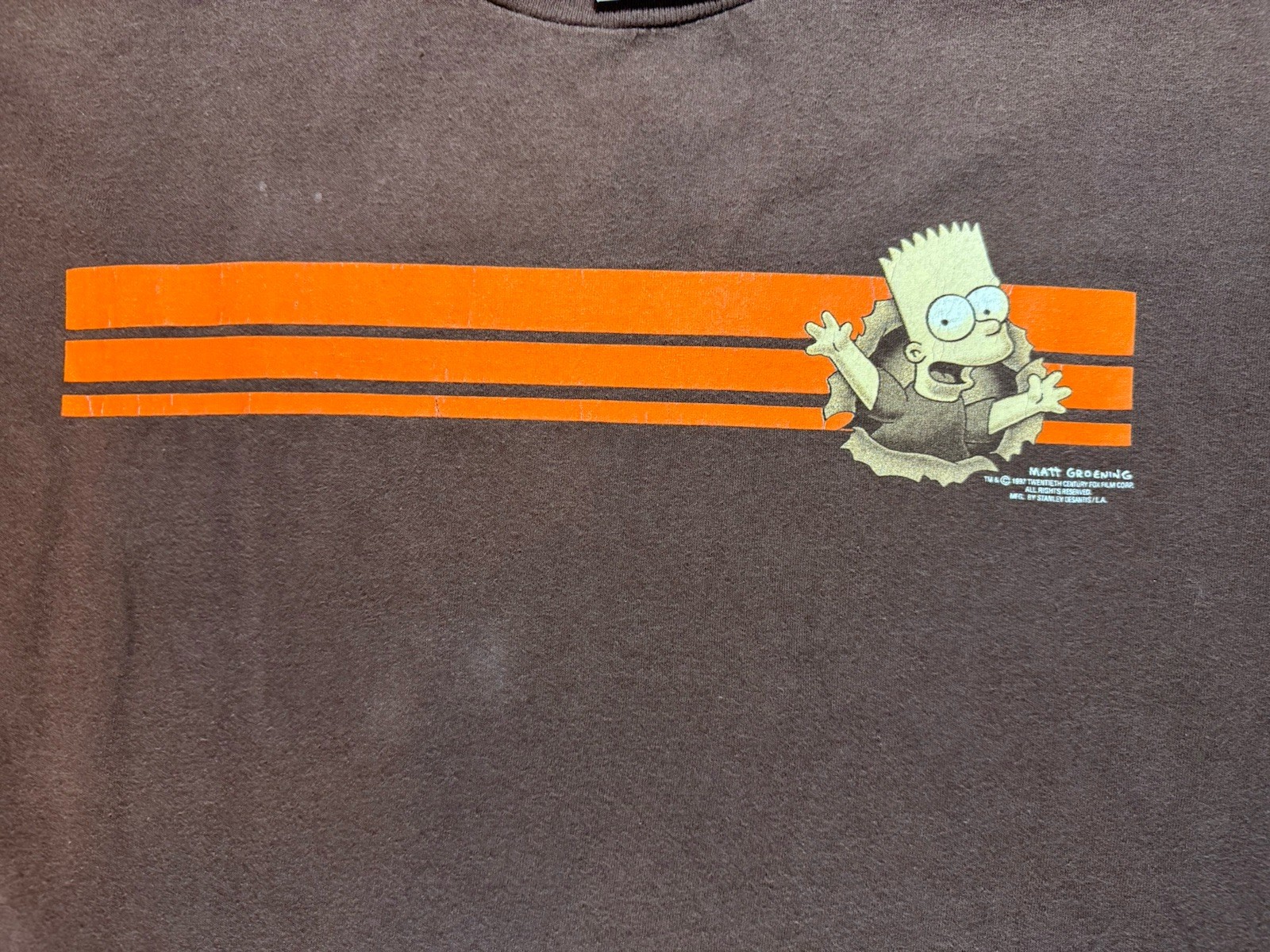 Vtg 1997 The Simpsons Stanley DeSantis Bart Simpson Brown T-shirt Size X-large gallery
