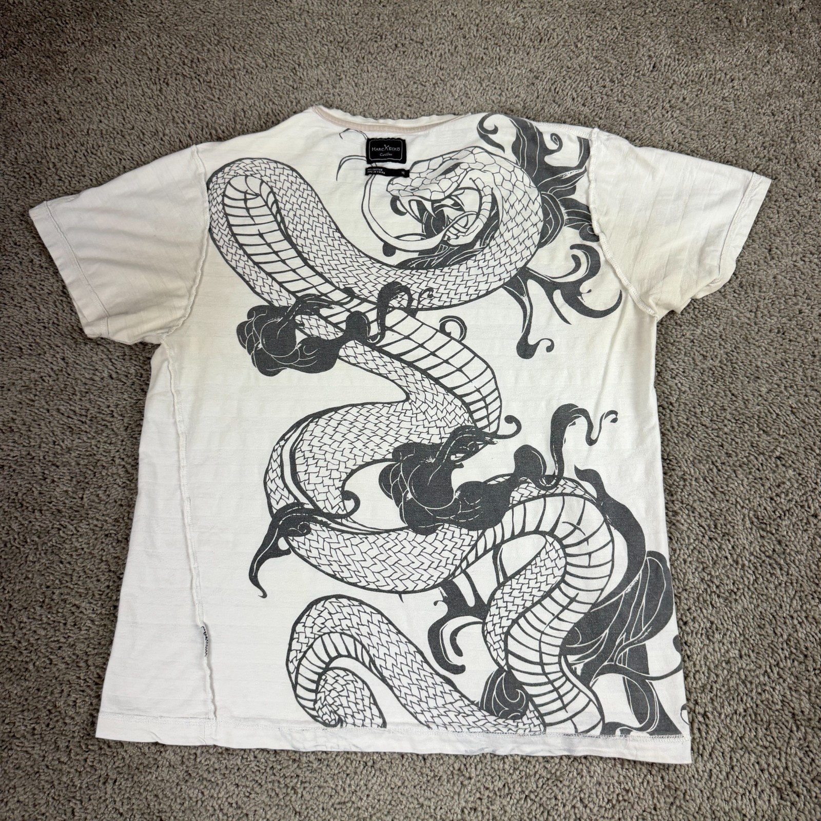 Marc Ecko Shirt Mens Extra Large White Gray Snake Reversible Print READ gallery