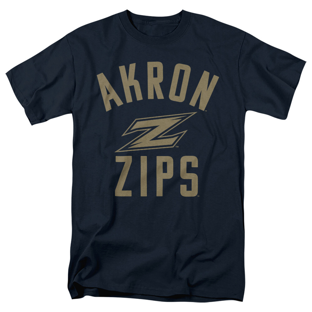 University of Akron Adult T-Shirt One Color Logo, Navy, S-5XL gallery