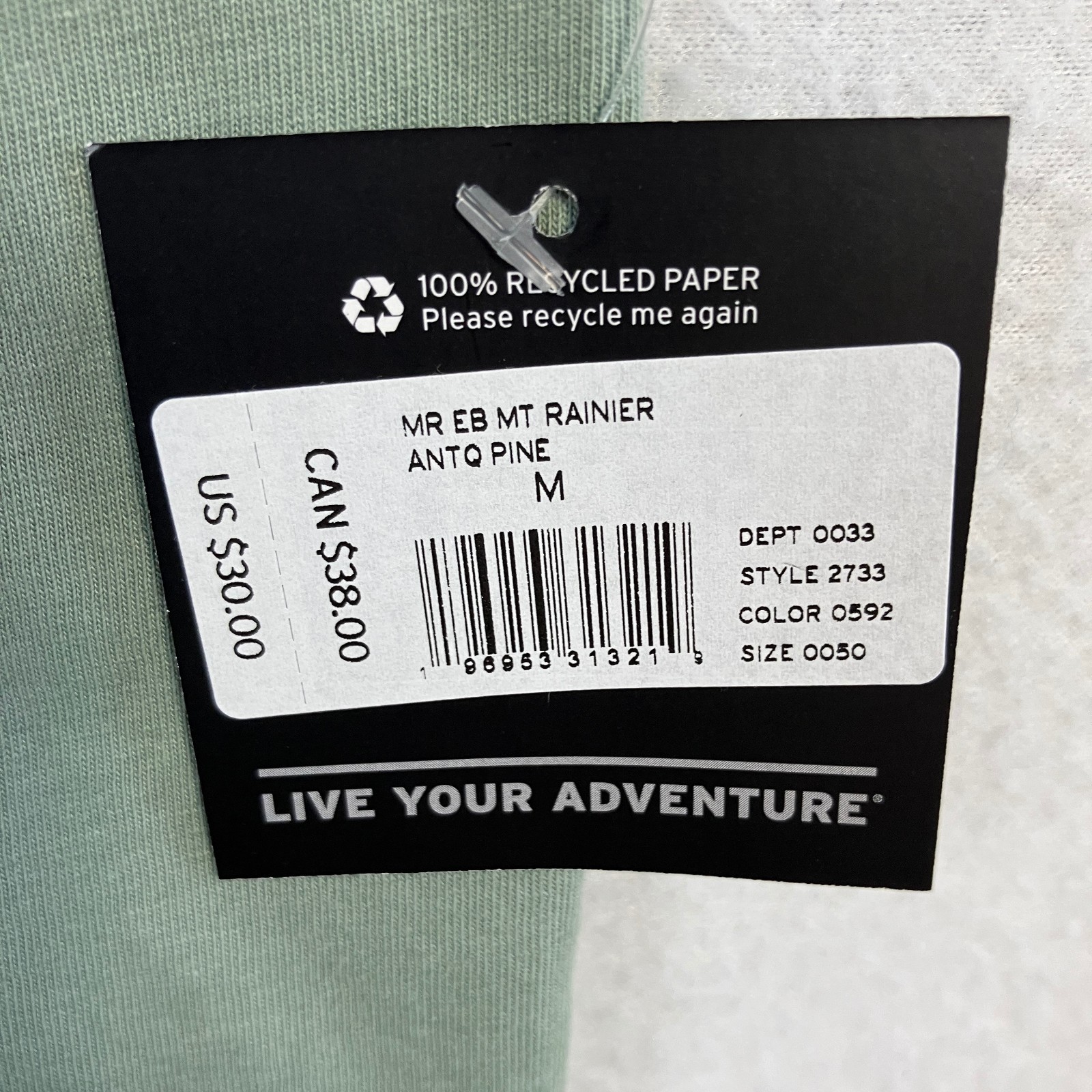 Eddie Bauer Mt. Rainier Graphic T-Shirt Men's Size M Green Short Sleeve NWT gallery