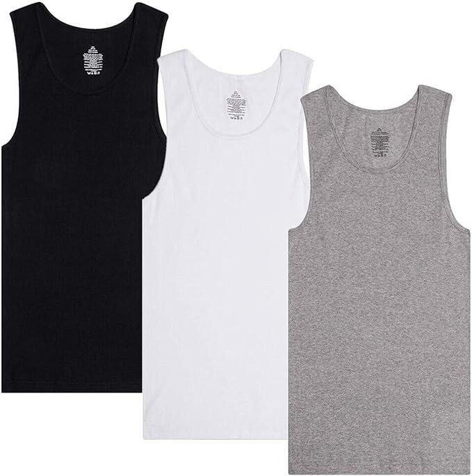 Lot 3-12 Packs Men 100% Cotton Ribbed Tank Top A-Shirt Wife Beater Undershirts