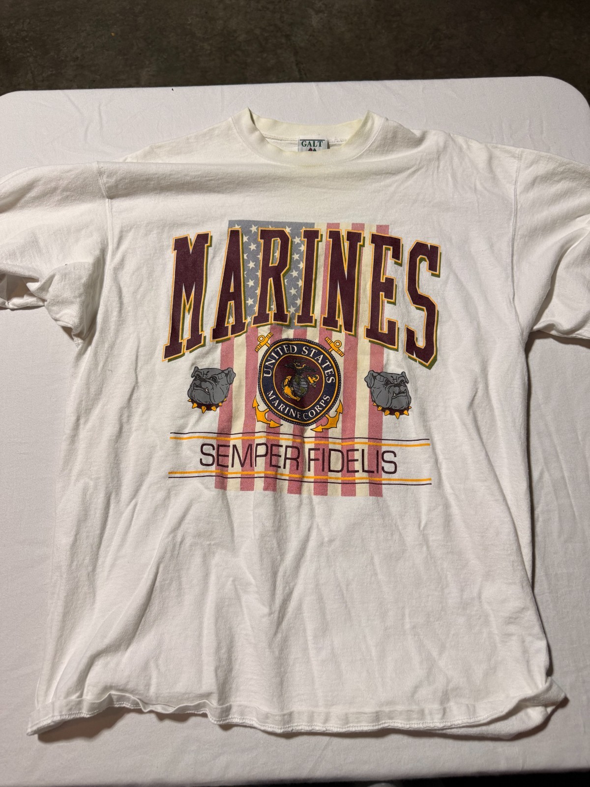Vintage Galt Sand 'Marine' T-Shirt Mens XL Cream Natural Short Sleeve Cotton USA gallery