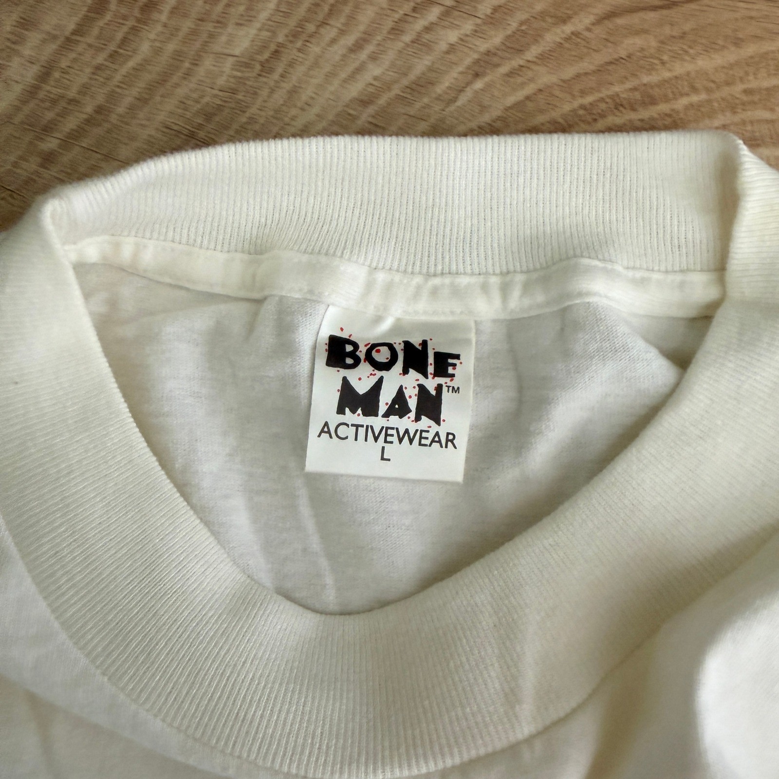 Vintage Bone Man Graphic T-Shirt Tee Skeleton Wrestling Belt Mens L White gallery