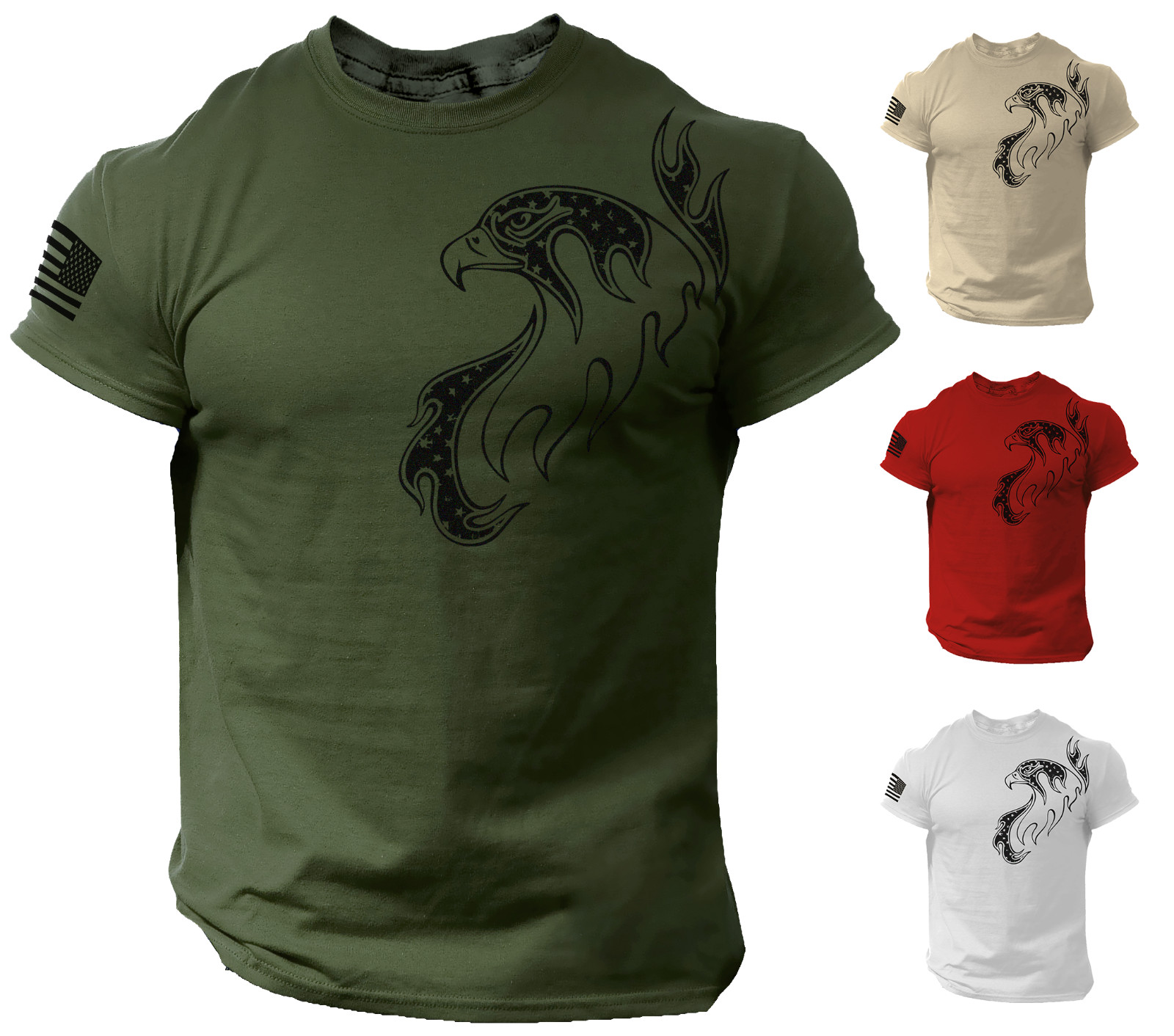 Eagle Flag USA Men T Shirt Patriotic Army Style Tee gallery