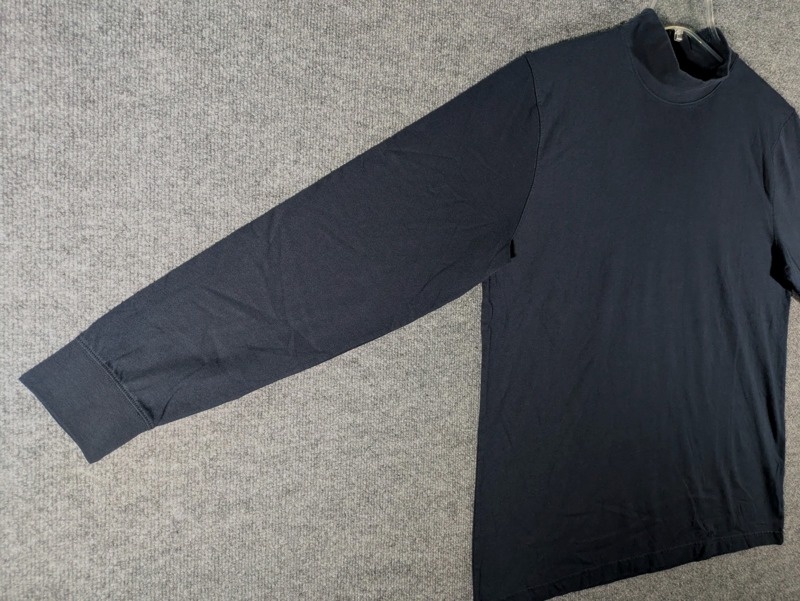 LL Bean Mock Neck Shirt Mens Large Navy Long Sleeve Tee 100% Cotton 508112 gallery