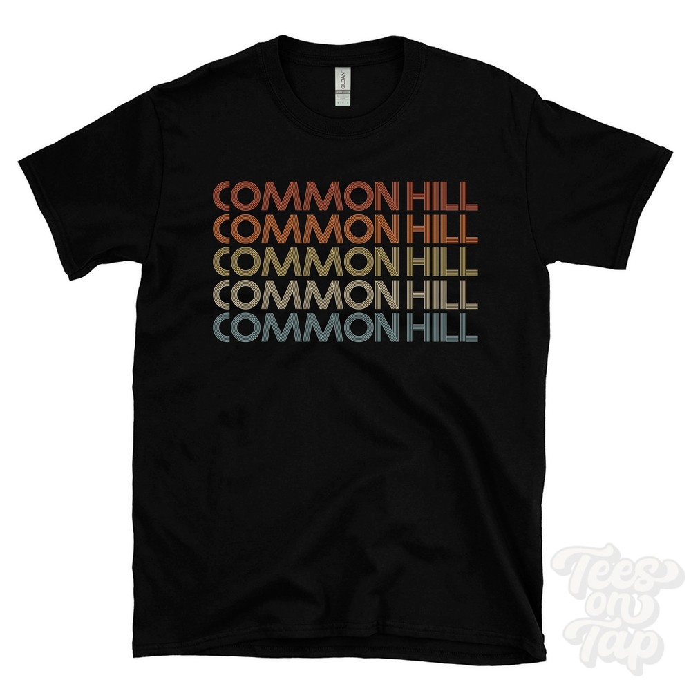 COMMON HILL REPEATED RETRO STYLE T-SHIRT mens & womens uk place name gift