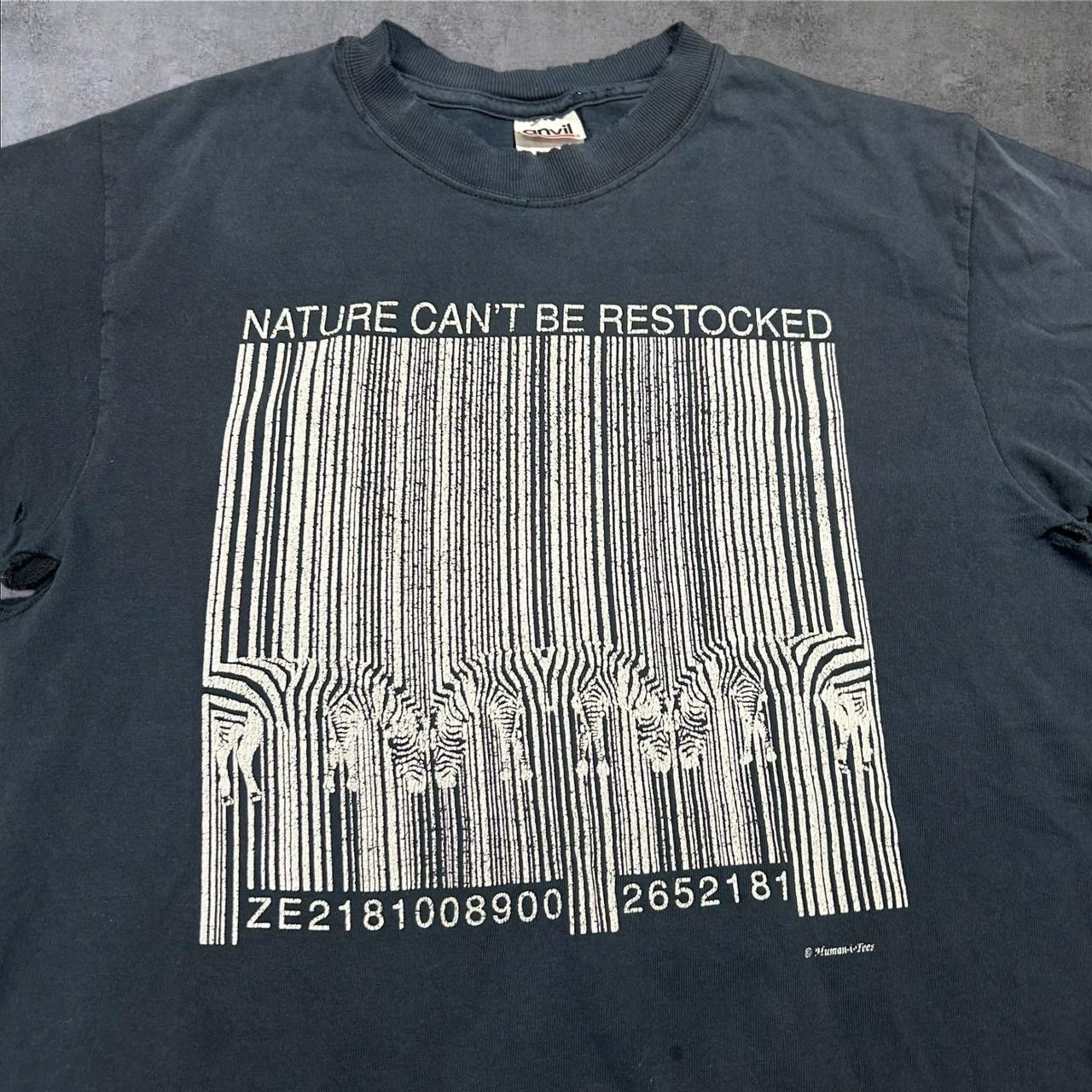Vintage Y2K Distressed Nature Can’t Be Restocked Art Tshirt 18x26 gallery