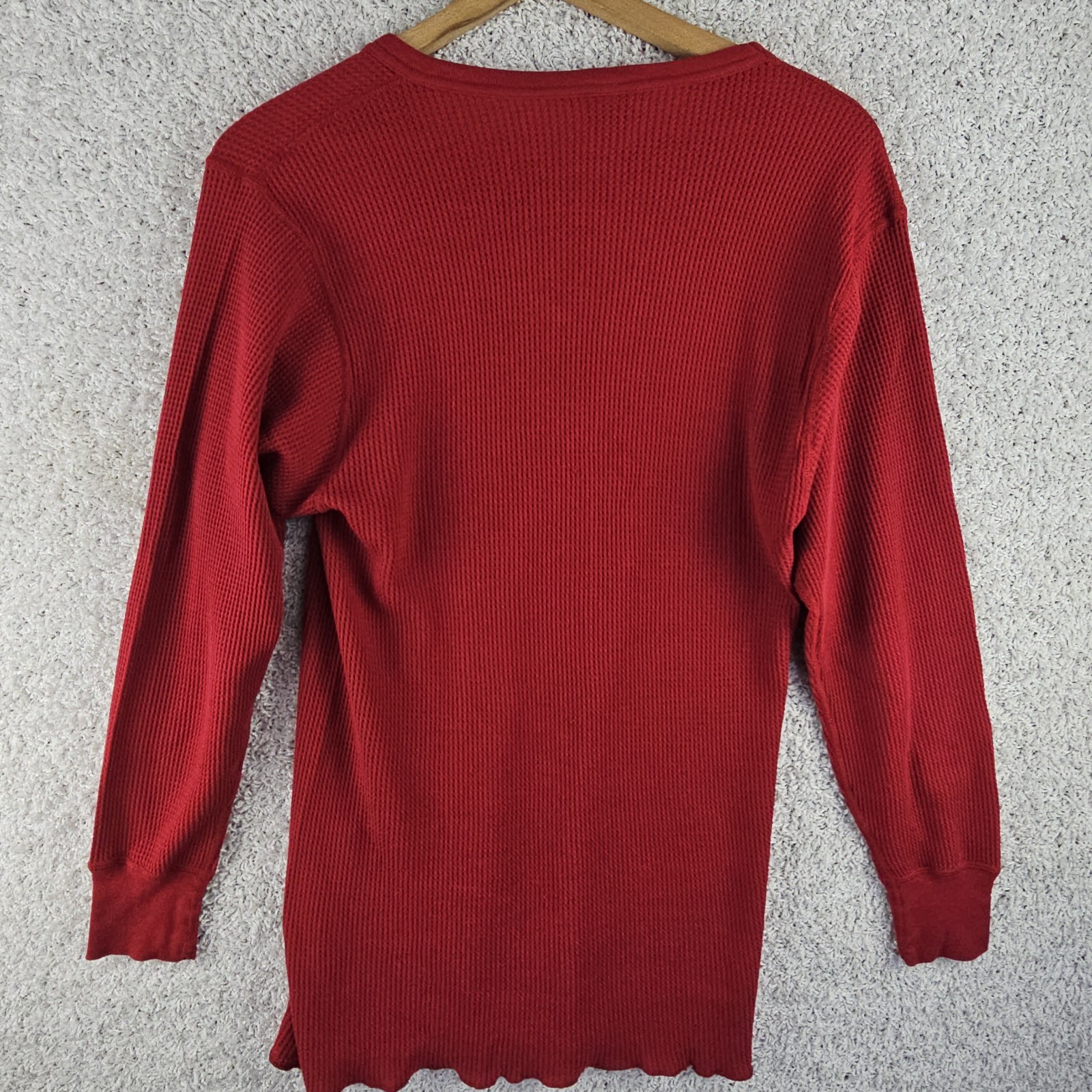 Vintage Greatland Thermal Red Polycotton Waffle Knit Shirt Men's XL 90s Made USA gallery