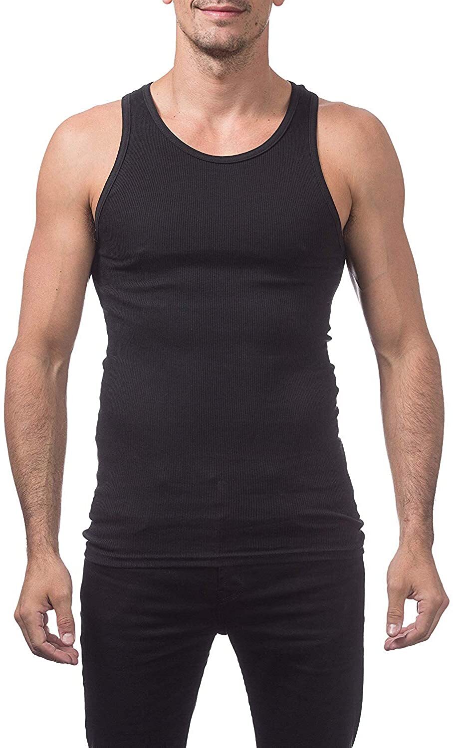 3-12 Pack Men A-Shirt Tank Top 100% Premium Cotton Ribbed Undershirt Black White gallery