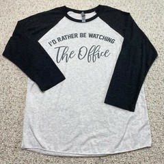 Next Level Top sz S Gray I’d Rather Be Watching the Office NEW Millenialcore