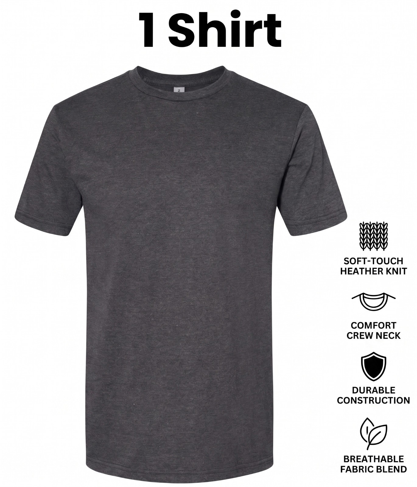 Gildan Men’s Softstyle CVC Stylish Casual Plain T-Shirt Black Mist Size 4X Only