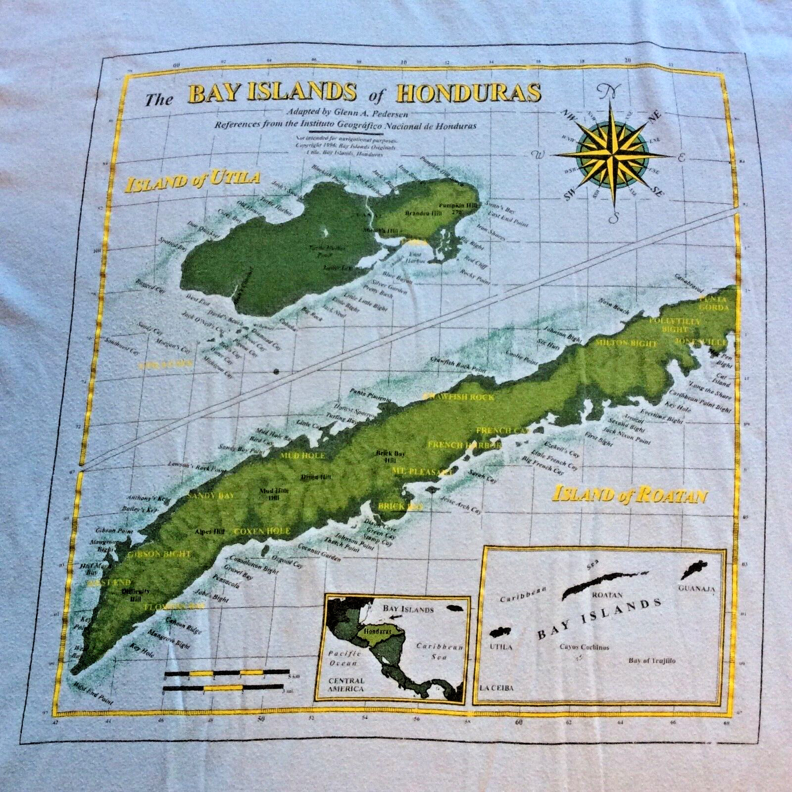 Maknudo Bay Islands Honduras Map Light Blue 3XL T Shirt Vacation Beach Sea Ocean gallery