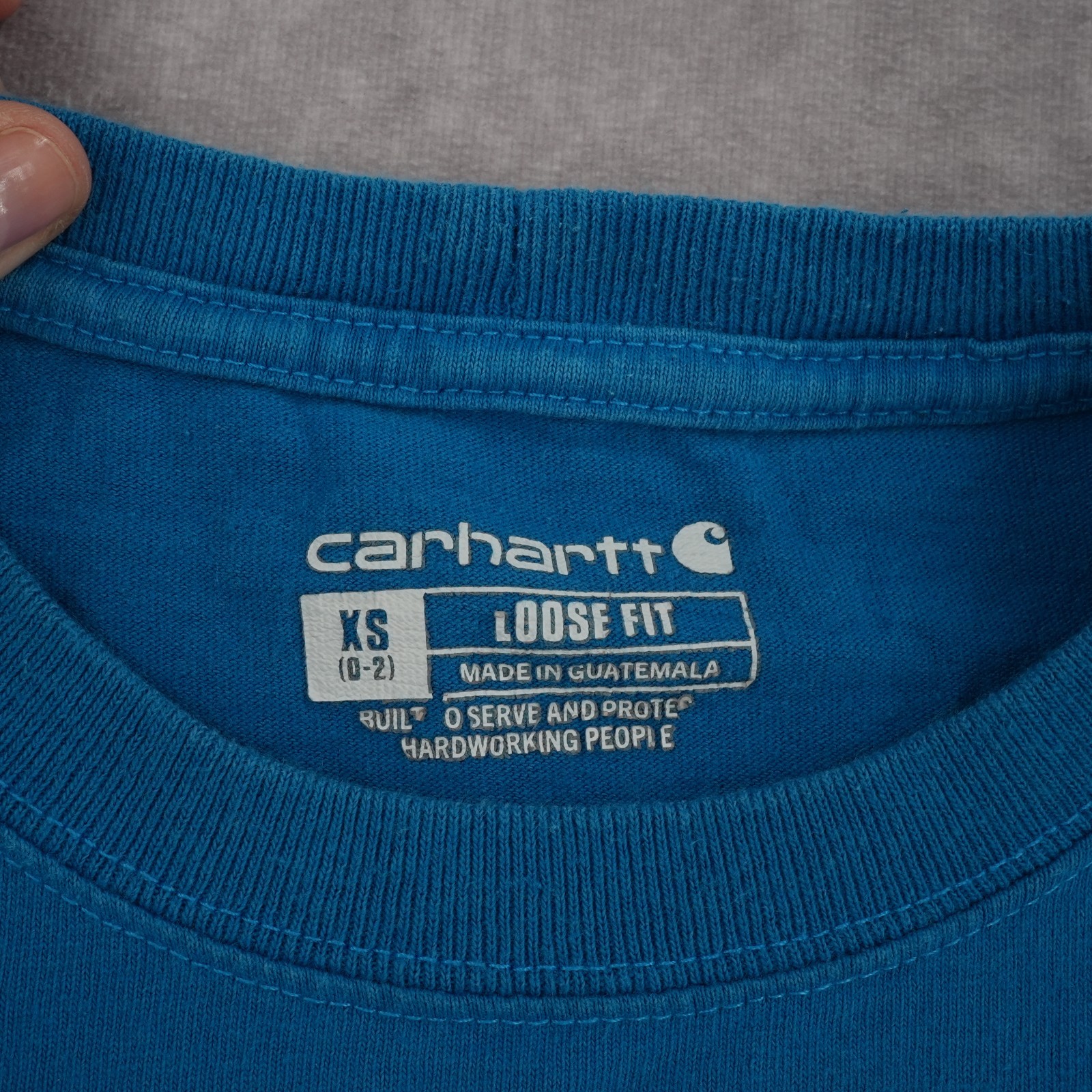 Carhartt Loose Fit Heavyweight Long Sleeve Logo Graphic Tee Atomic Blue Size XS gallery