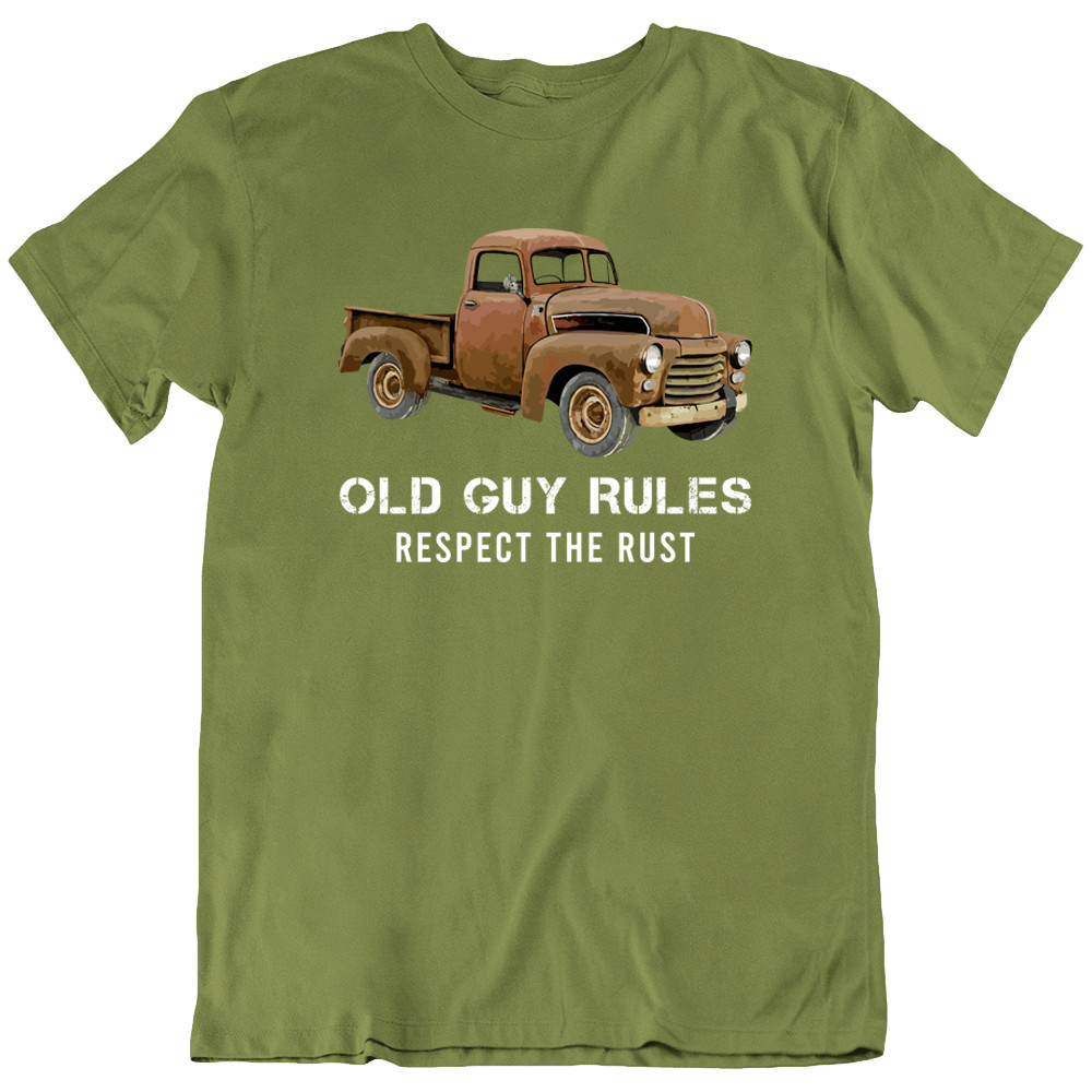 Old Guy Rules Respect The Rust Classic Car Truck Vintage Retro T-Shirt Tee Gift gallery