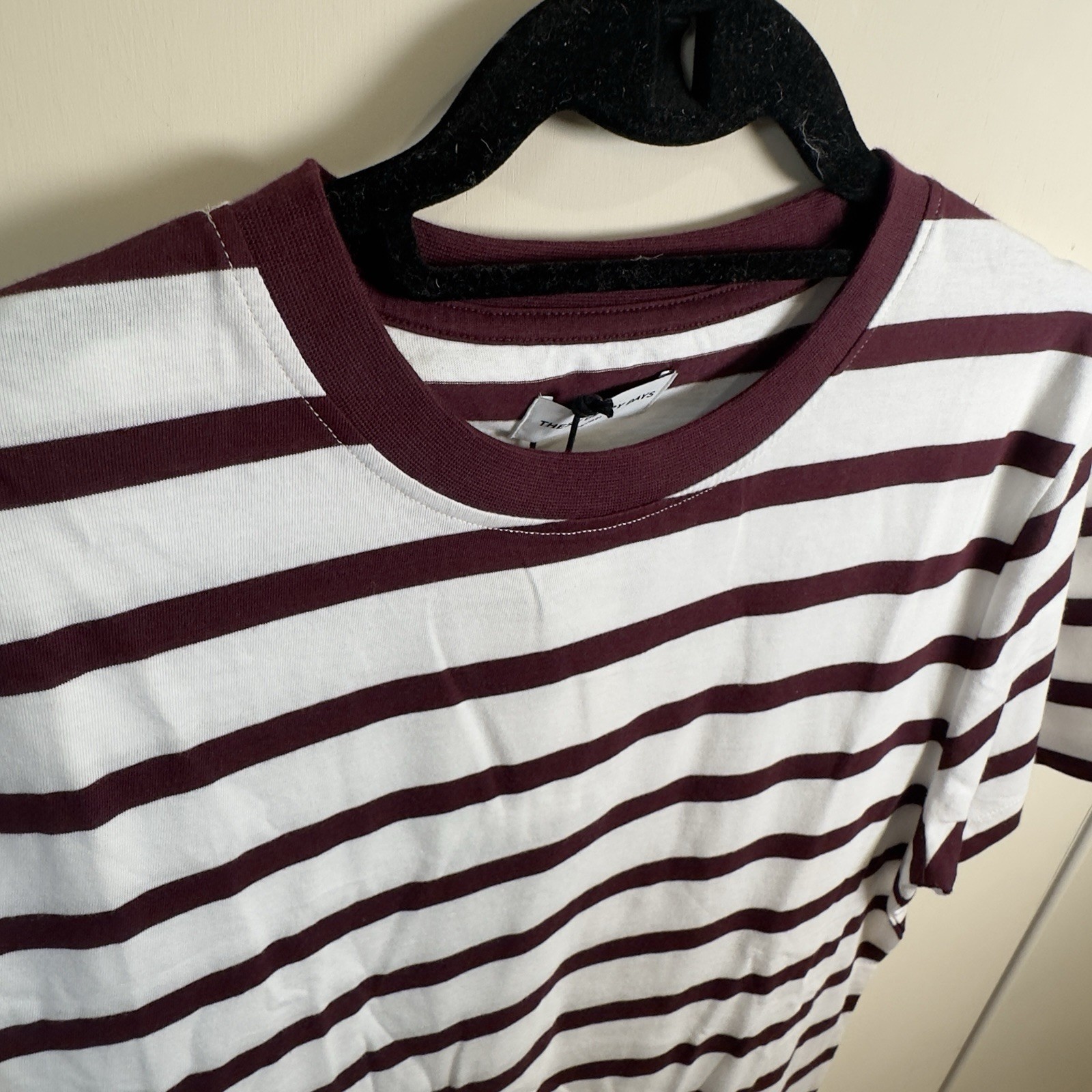 These Glory Days Scandinavia Striped T Shirt | Modern Classic | Burgundy White | gallery