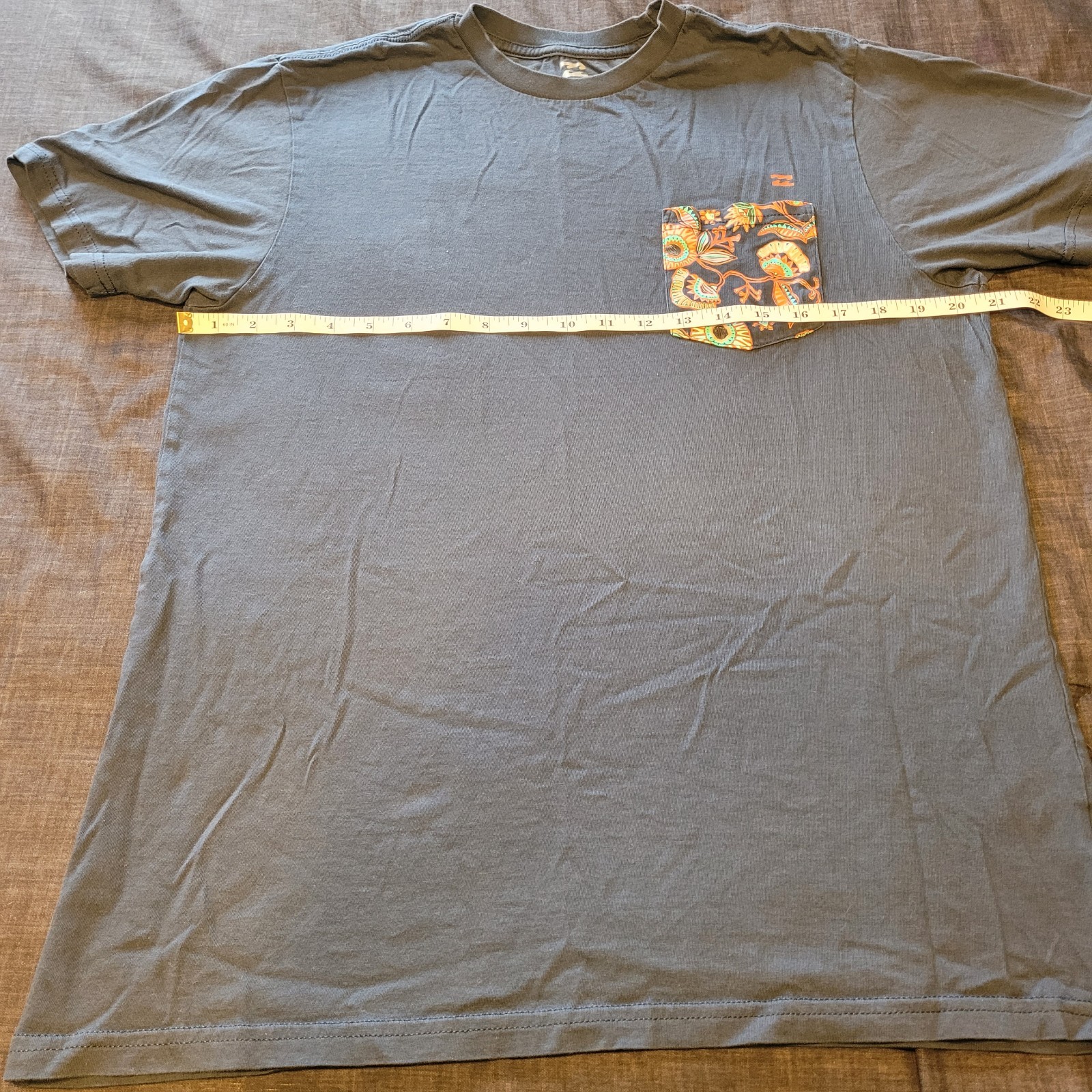 Billabong Men's Size L Premium Tee Shirt Blue Paisley Printed Pocket Cotton gallery