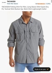 TACVASEN Men’s Long Sleeve Quick Dry Tactical Fishing Shirt