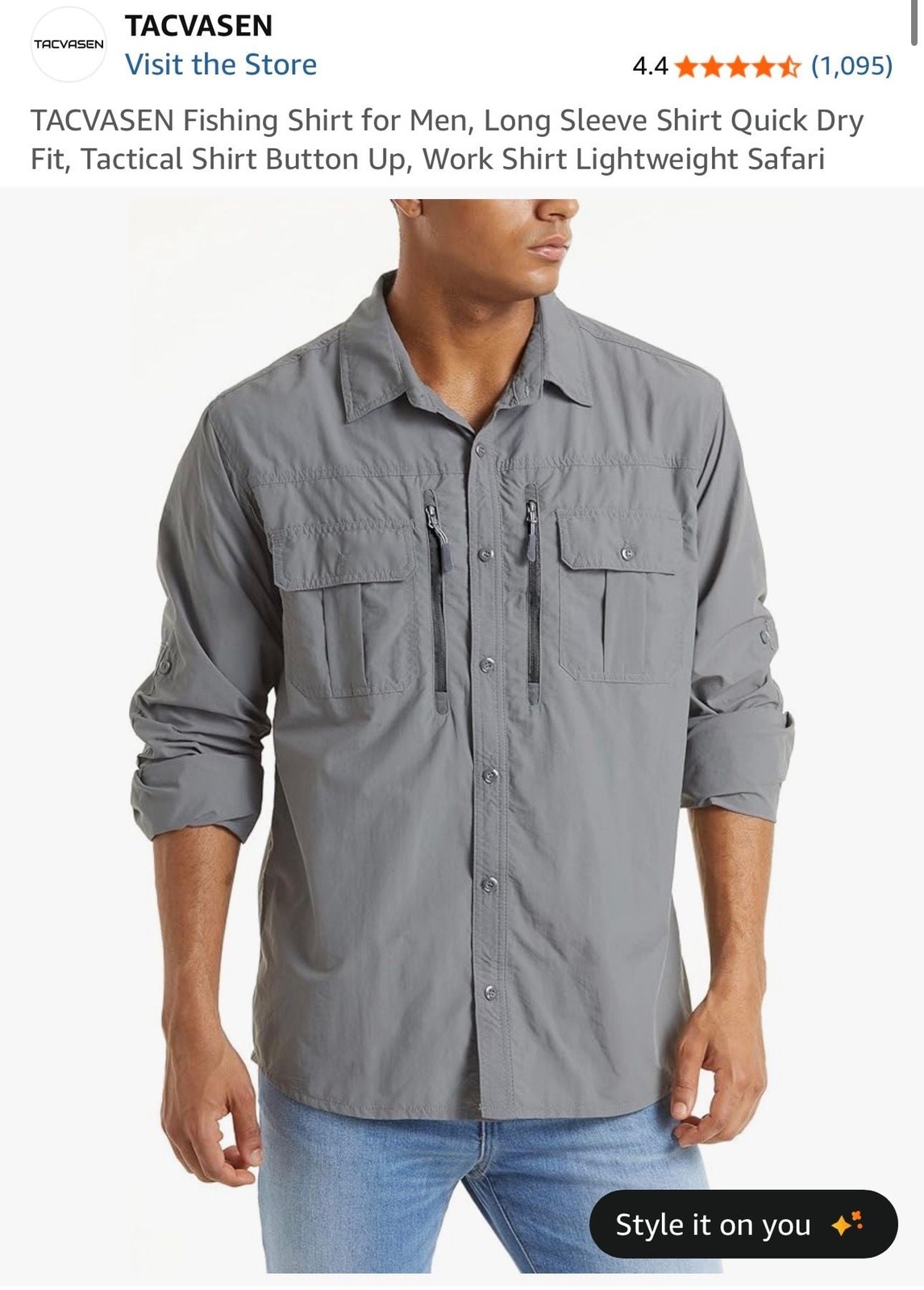 TACVASEN Men's Long Sleeve Quick Dry Tactical Fishing Shirt gallery