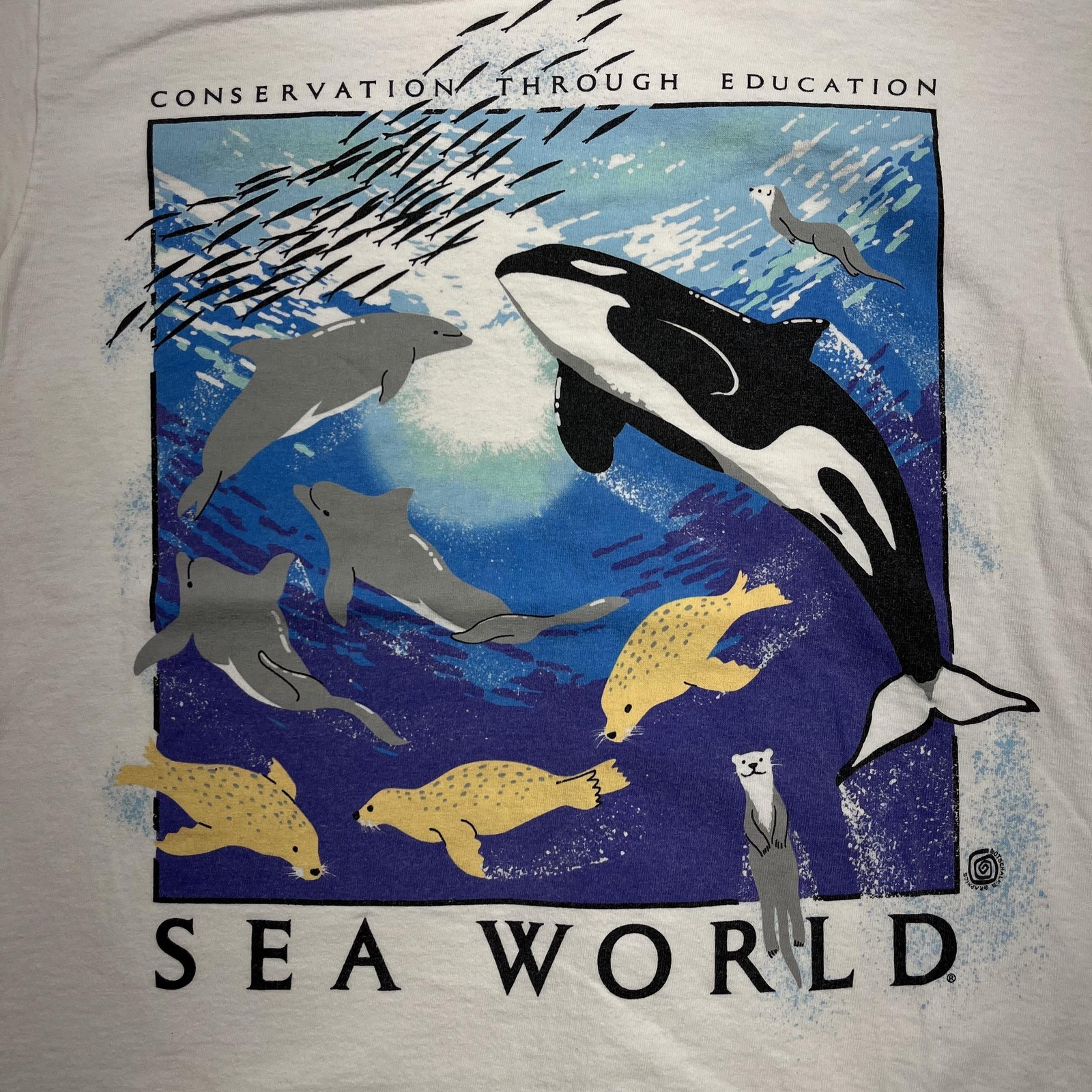 Vintage Kingstree Classic Shirt Mens M White Sea World Orca Graphic Tee 90s USA gallery