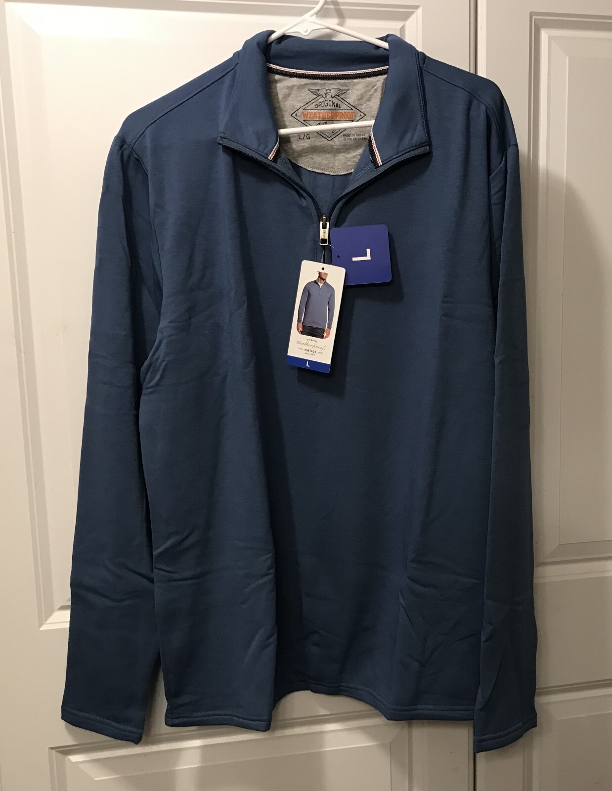 Weatherproof 1/4 Zip Men’s Pullover Sweater Shirt Lightweight Blue – Large