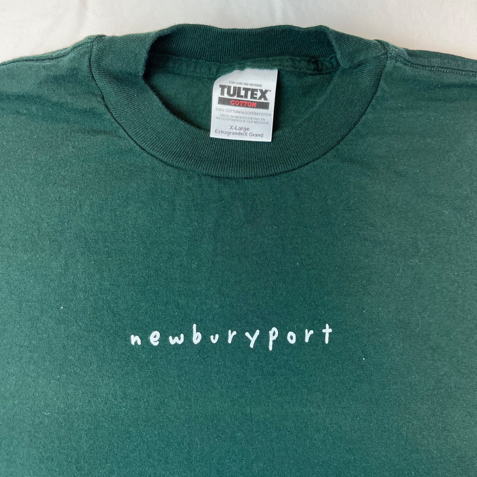 Vintage Y2K Newburyport Massachusetts Spellout T Shirt TULTEX Size XL Green