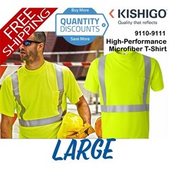 Kishigo Men Large High-performance Microfiber High Vis Safety T-shirt 9110 9111