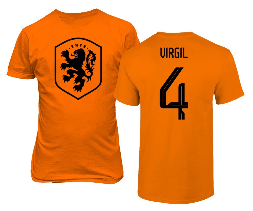 Netherlands Soccer #4 Virgil Van Dijk World Football Adult and Youth T-Shirt gallery