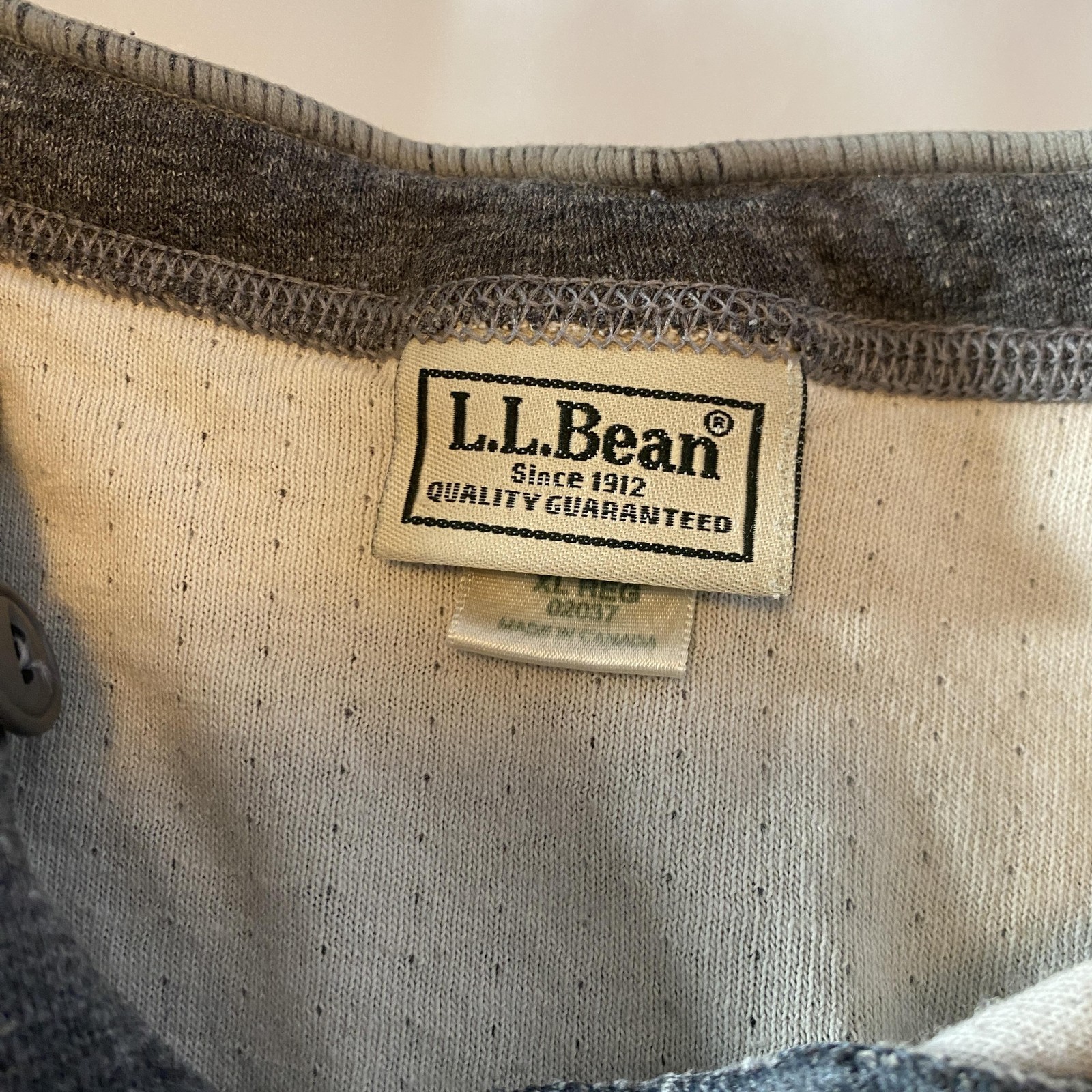 L.L. Bean Shirt Mens XL Gray Long Sleeve Henley Double Layer Lined Wool Blend gallery