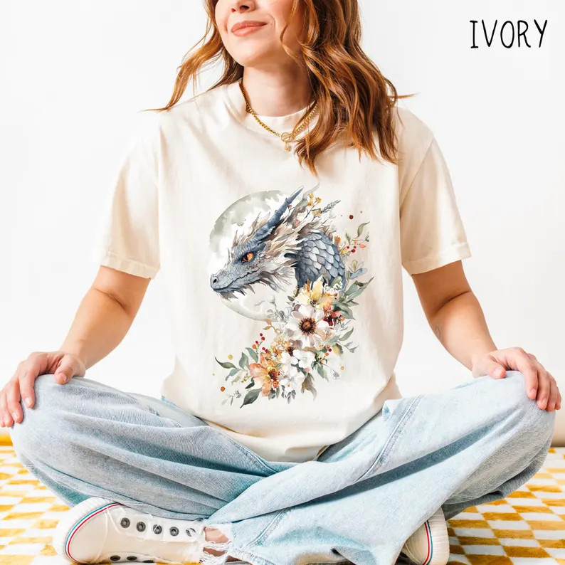 Vintage Moon Dragon Fantasy Art Comfort Tee Shirt Men Women Soft